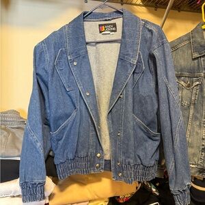 Vintage Denim Bomber Jacket – Made in USA, Snap Buttons, Retro 80s Streetwear